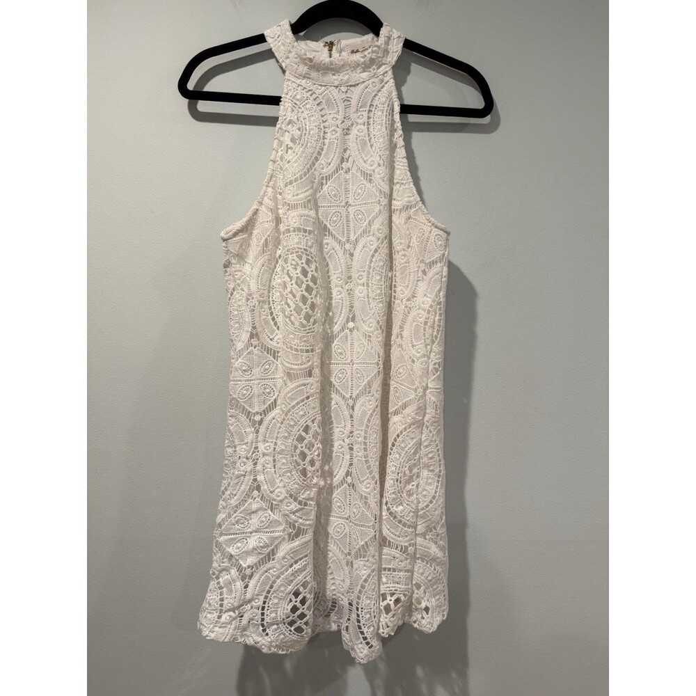 Southern Fried Chics Mini Dress Womens Large White Lace Bridal Vacation Twee